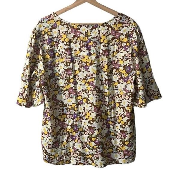 SANCTUARY FAUX WRAP SURPLICE BLOUSE FLORAL SMALL RUFFLED‎ SLEEVES V-NECK NWT - Picture 3 of 7